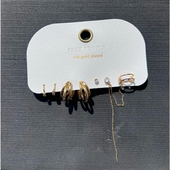 NWT 14k Gold Plated Dripping Earring Set by Free People - Picture 2 of 2